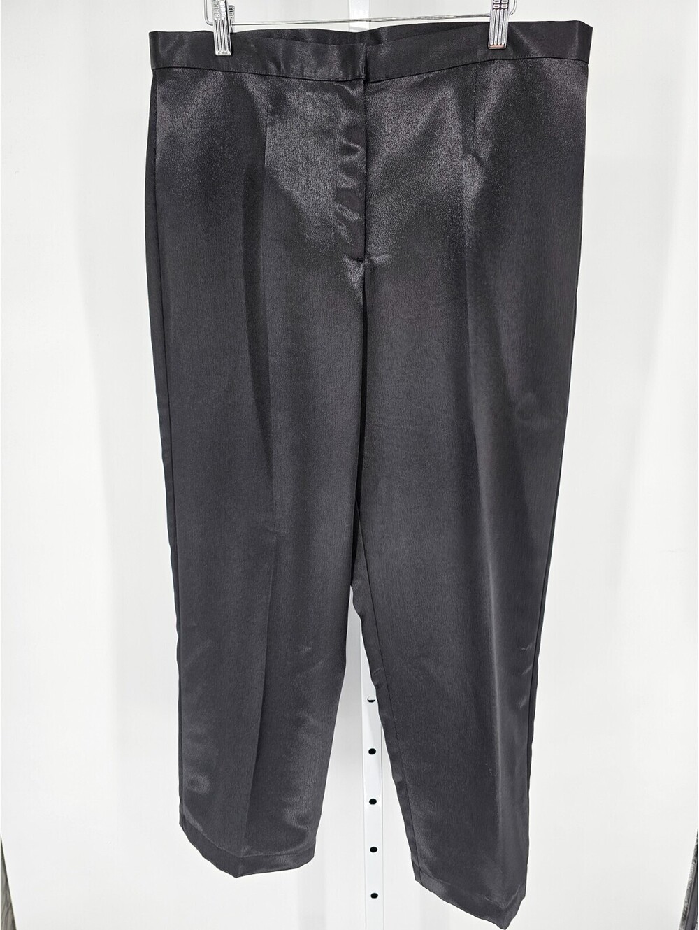 Jaclyn Smith Womens Sz 14 Straight Leg Dress Pants Black Satin